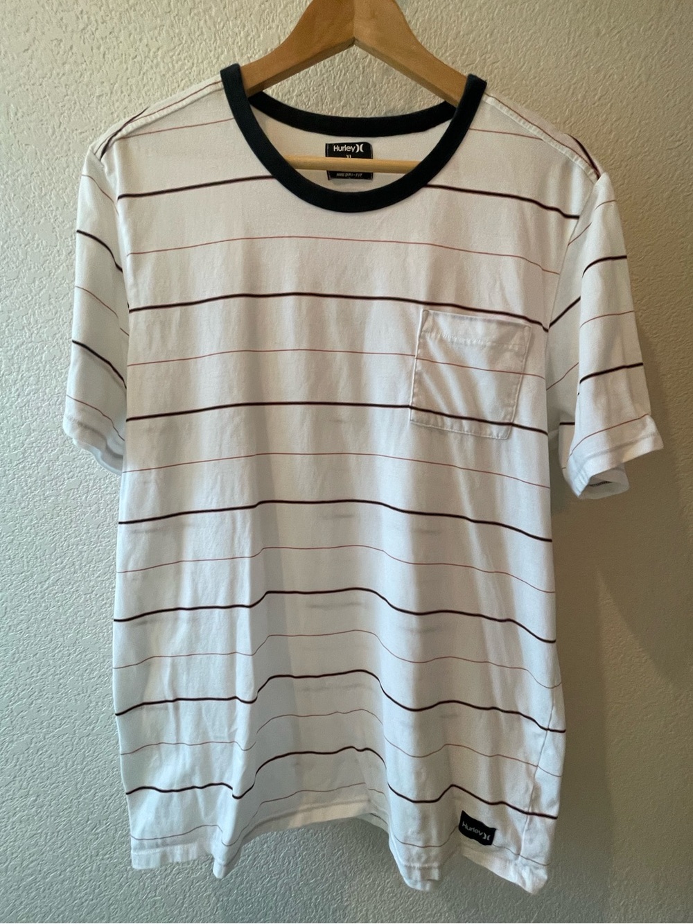 Hurley Men’s Short Sleeve Striped Dri-Fit Tee, XL